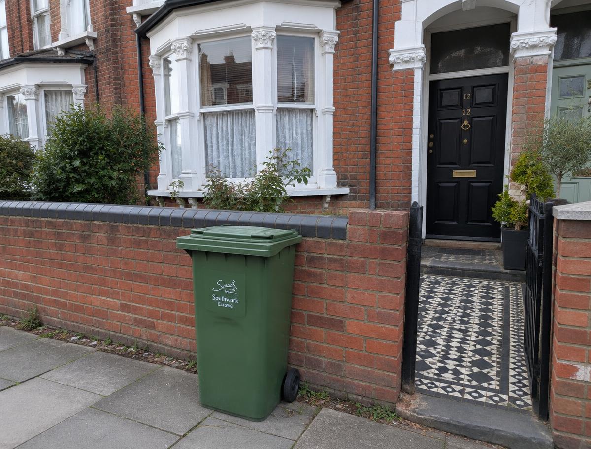 Standard wheelie bin before wrapping