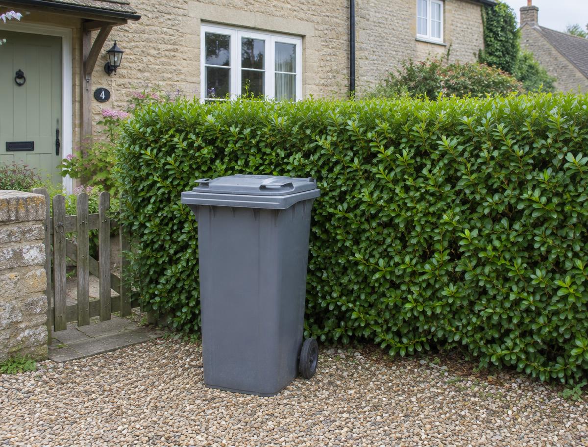 Standard wheelie bin before wrapping